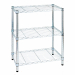 Librerie in acciaio cromato con tubolari diametro 2,54 e piedini regolabili. 3 ripiani - 36x60cm h75cm. Portata max 50kg per ripiano.