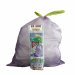 Sacchi pattumiera di colore viola con maniglie prendifacile gialle in MDPE rigenerato + PLT lineare. Formato 55x65cm 44Lt 18µ. In rotolo da 15 sacchi. Prodotto con alta resistenza meccanica. Profumazione lavanda.