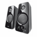 Elegante set di altoparlanti con elevata potenza di picco di 36 W (18 Watt RMS) per una riproduzione del suono ricca. Controllo del volume e dei bassi e ingressi audio sul lato anteriore per un comodo accesso. Dotato di presa di collegamento per cuffie e 
