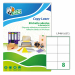 Le etichette Copy Laser Premium Bianche sono realizzate in carta bianca opaca e sono prefustellate. Disponibili in diverse dimensioni, con margini, senza margini e con angoli arrotondati, in confezioni da 100, in formato A4 e in formato A3. La gamma Copy 