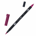 Marker Dual Brush Tombow. Due punte in fibra: sottile per tracciare linee precise, pennello per colorare ampi spazi. Inchiostro a base d'acqua, atossico, inodore, acid free. I colori non sbavano, possono essere miscelati e acquarellati tra di loro per cre