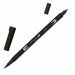 Marker Dual Brush Tombow. Due punte in fibra: sottile per tracciare linee precise, pennello per colorare ampi spazi. Inchiostro a base d'acqua, atossico, inodore, acid free. I colori non sbavano, possono essere miscelati e acquarellati tra di loro per cre