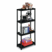 Scaffali modulari in polipropilene a quattro ripiani con montanti, di colore nero. Portata di un ripiano 25kg uniformemente distribuiti, dimensioni: 60x30x132cm.