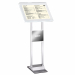 Comodo e pratico leggio da interno con cornice LEDMAG retroilluminata a LED formato A4 verticale/orizzontale. Piantana in acciaio metalizzato, alimentatore interno da 40w. H 110cm; P 40cm. Ideale per ristoranti, sale riunioni, agenzie, spazi espositivi in