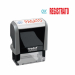 Printy Office Eco con testo commerciale: timbro dal design raffinato in materiale plastico riciclato al 65%. Impronta bicolore. Piastra 47x18mm. Tampone ricambio 6/4912-2