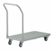 Carrello verniciato a polvere in lamiera, con pianale in lamiera rinforzata spessore 15/10 e manici smontabili. Colore grigio RAL 7038. Ruote 8cm con boccola, 2 fisse e 2 girevoli. Dimensioni carrello: 90,5Lx45Px14/81Hcm. Dimensioni pianale: 80Lx45cm. Por