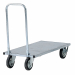 Carrello zincato in tubolare ed angolare di acciaio con manico pieghevole, pianale e prolunghe estraibili ad incastro spessore 8/10. Portata 250kg. Dimensioni ingombro (LxPxH): 103/133 x 53 x 18/19cm. Ruote diametro 14 cm con cuscinetti a rulli, 2 fisse e