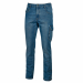 Jeans Slim-Fit 5 tasche elasticizzato con tascone laterale, tasca porta metro e fettuccia porta martello. Nastro rosso/reflex su passante tubolare posteriore e zip. Su ordinazione tutte le taglie da S a 3XL.