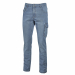 Jeans Slim-Fit 5 tasche elasticizzato con tascone laterale, tasca porta metro e fettuccia porta martello. Nastro rosso/reflex su passante tubolare posteriore e zip. Su ordinazione tutte le taglie da S a 3XL.