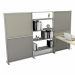 Parete divisoria autoportante con elemento ripiani, che divide gli spazi e crea più privacy. Può essere posizionato dove si desidera. Modulo centrale con n.4 ripiani in laminato finitura lino cancun. Con quattro pannelli in laminato nei colori: 2 lino can