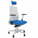 Seduta semidirezionale ergonomica girevole con elevazione a gas - meccanismo synchro con 4 blocchi anti shock e meccanismo a
 contatto permanente - supporto lombare regolabile - traslatore sedile; Rivestimento seduta in tessuto 