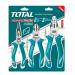 Set da 3 Pinze: Pinza combinata da 200mm; Pinza a becchi lunghi da 160mm; Tronchese da 160mm. Materiale: Cr-V. Finitura nera