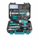 Valigetta composta da: Trapano Avvitatore 12V; 1 batteria 12V 1.5Ah; 1 Caricabatterie (tempo di carica 2 ore); 1 punta Cr-V da 65mm; 1 Adattatore 4-6mm (25mm); 6 chiavi esagonali 1/4? da 5mm, 6mm, 8mm, 9mm, 10mm, 11mm. ; 1 Martello; 1 cacciavite SL5.5*100
