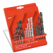 5 punte per metallo HSS misure Ø 4-5-6-8-10mm - 5 punte per legno Ø 4-5-6-8-10mm - 5 punte per muro Ø 4-5-6-8-10mm con placchetta in metallo duro. Lunghezza 75-130mm.