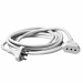 Prolunga elettrica di colore bianco. Spina standard italiano 2P+T 10 A. 1 presa standard italiano 2P+T 10 A con alveoli schermati. Cavo: 3x1,0 mm¦, lunghezza 3 m.