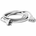 Prolunga elettrica di colore bianco. Spina standard italiano 2P+T 10 A. 1 presa standard italiano 2P+T 10 A con alveoli schermati. Cavo: 3x1,0 mm¦, lunghezza 5 m.