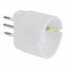 Adattatore semplice, spina standard italiano 2P+T 10 A, presa con alveoli schermati standard tedesco (Schuko) 2P+T laterale e centrale 10 A. Certificato IMQ.