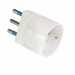 Adattatore semplice, spina standard italiano 2P+T 16 A, presa con alveoli schermati standard tedesco (Schuko) 2P+T laterale e centrale 16 A. Certificato IMQ.
