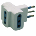 Adattatore di rete triplo, spina standard italiano 2P+T 10 A, 3 prese standard italiano 2P+T 10 A a ricettività multipla con alveoli schermati. Certificato IMQ.