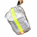 Coprizaino in tessuto impermeabile full refrective, cintura, 2 elastici regolabili e aggancio per luce di sicurezza magnetlight (cod. OD 100693 - 100694 - 100695). Capacità 35Lt. Colore: riflettente/striscia giallo fluo.