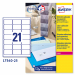 Scatola da 25 fogli in formato A4 in poliestere trasparente adesivo. Etichette rettangolari per stampanti laser e laser a colori. Tecnologia QuickPEEL™