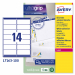 Scatola da 100fogli in formato A4 di carta bianca adesiva permanente. Ogni foglio contiene 14 etichette rettangolari con angoli tondi nel formato 99,1x38,1mm. Tecnologia QuickPEEL™. Stampa inkjet, laser e laser colore.