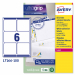 Scatola da 100fogli in formato A4 di carta bianca adesiva permanente. Ogni foglio contiene 6 etichette rettangolari con angoli tondi nel formato 99,1x93,1mm. Tecnologia QuickPEEL™. Stampa inkjet, laser e laser colore.