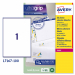 Scatola da 100fogli in formato A4 di carta bianca adesiva permanente. Ogni foglio contiene 1 etichette rettangolari con angoli tondi nel formato 199,6x289,1mm. Tecnologia QuickPEEL™. Stampa inkjet, laser e laser colore.