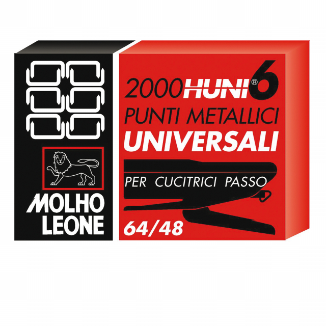 Scatola da 2000 punti universale 6/4 per cucitrici.