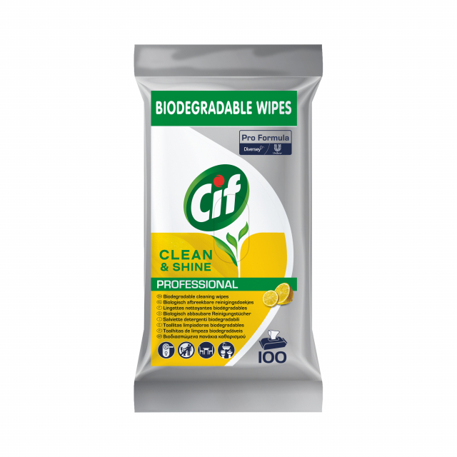 Cif Pro Formula Clean & Shine sono salviette detergenti e igienizzanti, ideali per una pulizia efficace e veloce di tutte le superfici dure, rimuovendo anche lo sporco meno visibile. Sono la soluzione facile da usare e veloce per pulire anche le superfici