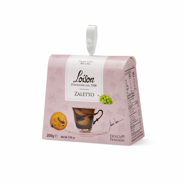 Burroso frollino con farina gialla di Mais Marano e morbida uvetta sultanina, in astuccio 200g Loison.