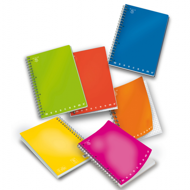 Quaderno spiralato f.to A5 70 fogli microperforati. Carta 80gr, con microperforazione. Fogli con 4 fori per archiviazione. Rigatura: 1 rigo.