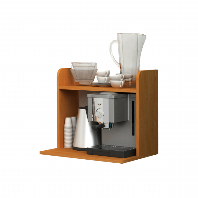 Angolo Ristoro: Set di mobili adatti ad arredare in modo efficacie una piccola zona caffè o ristoro all'interno di aziende, negozi, SPA ecc. In materiale bilaminato nobilitato melaminico conforme alle norme UNI EN classe E1. Antigraffio e antiriflesso. So