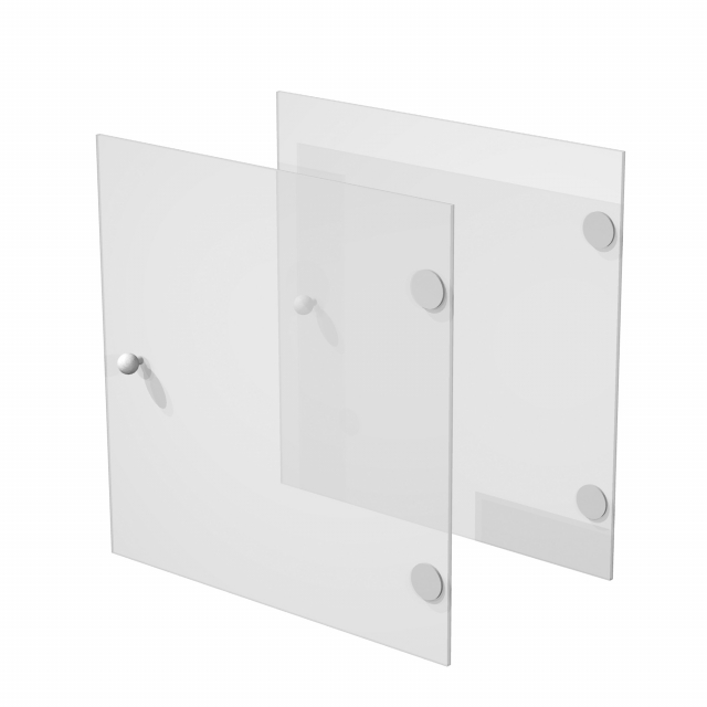 COPPIA ANTINE VETRO SATINATO 32,2x32,1cm spess.4mm per LIBRERIA CASELLARIO RAINBOW