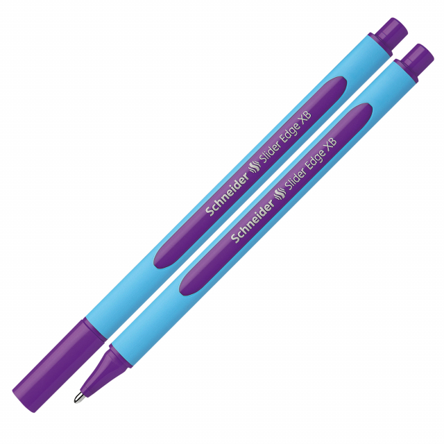 Penna a sfera Slider Edge con tecnologia Viscoglide®, inchiostro ultra scorrevole e asciugatura istantanea. Fusto gommato ergonomico, triangolare per una postura rilassata della mano. 
Punta XB. Colore viola.