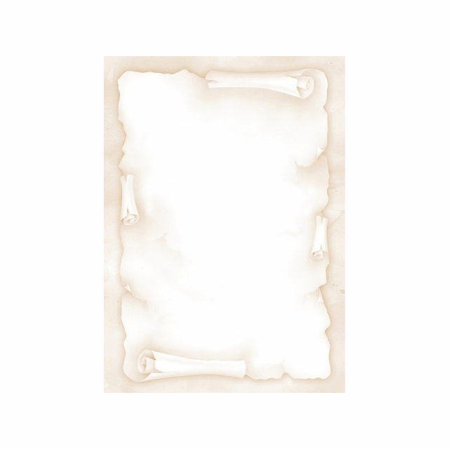 Carta speciale Decadry con stampa pergamena color avorio, formato A4, 20 fogli. Carta da 90gr di altissima qualità, con superfcie vellutata con effetto fotografico sul fronte e in color pastello sul retro.