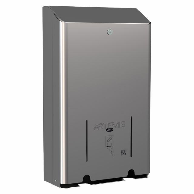 Distributore di assorbenti igienici da muro (con viti e tasselli inclusi) compatibile con la maggior parte degli assorbenti esterni femminili in acciaio inox Aisi 304 lucido, robusto ed anti-ruggine. Semplice da utilizzare e da rifornire e compatibile con