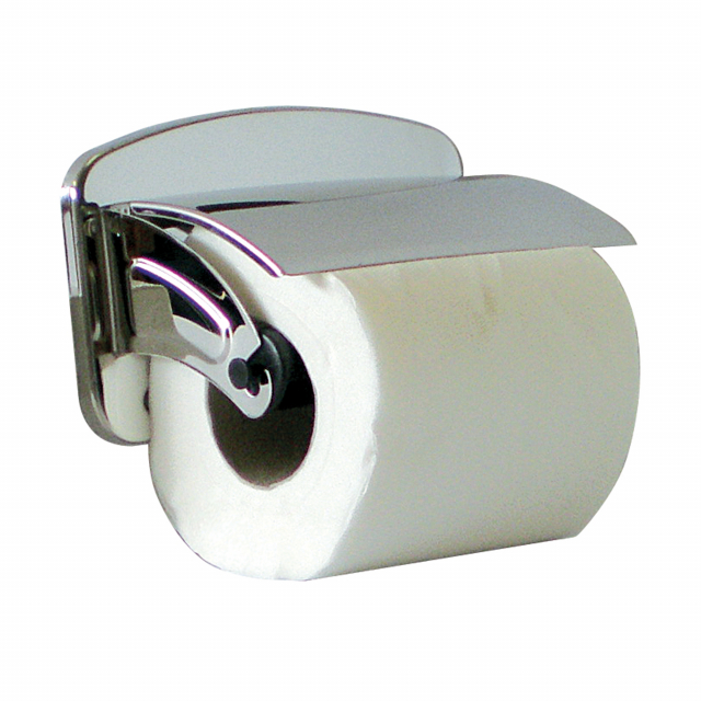 Portarotolo in acciaio Inox brillante AISI 304. Adatto per rotoli di carta igienica standard. Mandrino di supporto in plastica. Dimensione H9xP8xL15cm. Il portarotolo va fissato a parete con viti e tasselli (inclusi nella confezione). Effettuare una perio