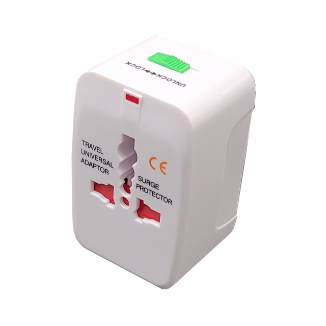 Adattatore da viaggio per spine e prese di tipo europeo, inglese e americano
• Ingresso AC 85-250V
• Massima corrente in uscita: 6A, 1500W
• Colore bianco