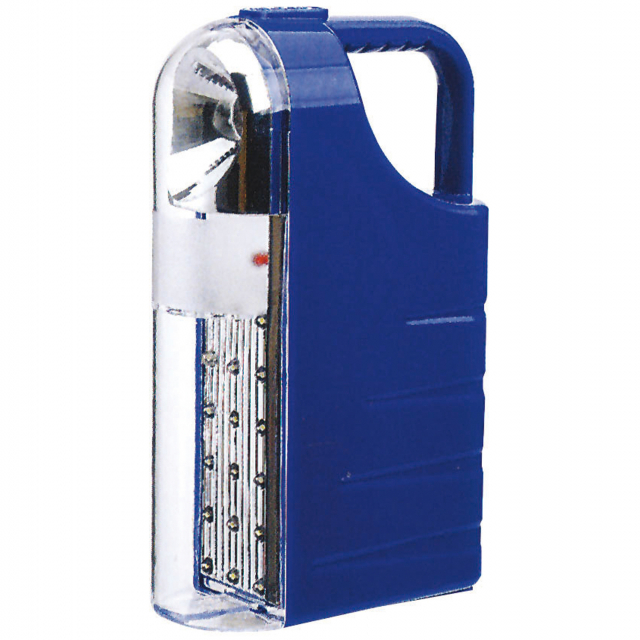 Lampada a 18 LED che si accende automaticamente in caso di black out. Tempo di carica 15-20h. Durata:10 ore di luce. Dotata di batteria ricaricabile al piombo 4V-3Ah. Può essere utilizzata sia come luce d'emergenza che come torcia elettrica. Dotata di man