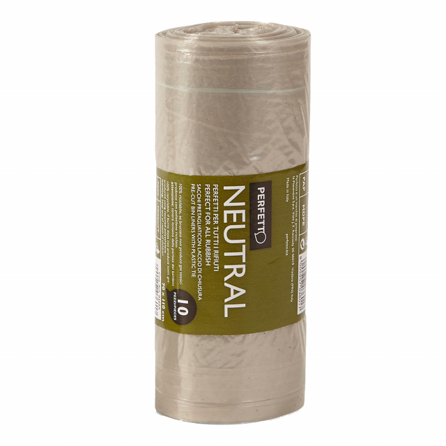 Sacchi in MDPE, Formato 70x110cm - 110Lt (20µ). Colore neutro trasparente. in rotolo pretagliato.