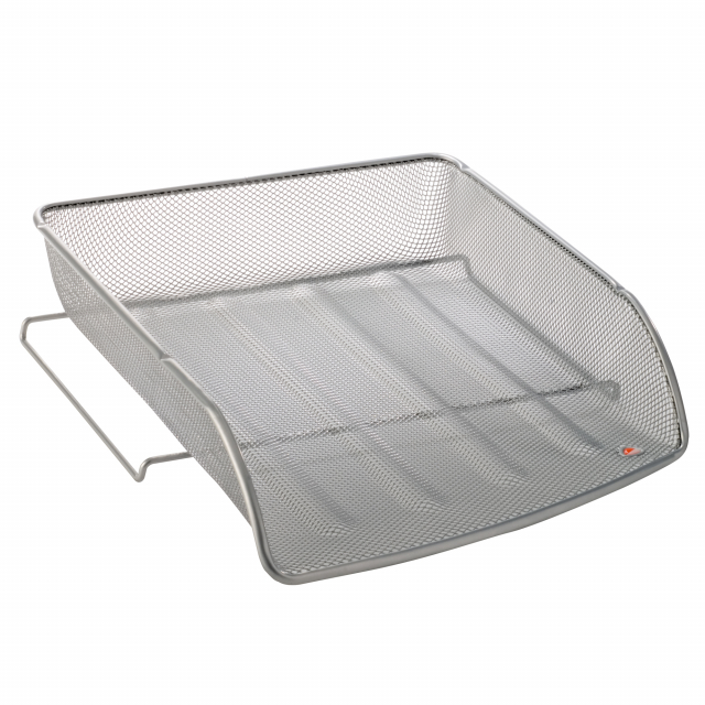 Portacorrispondenza da scrivania coordinabile a tutti gli elementi della linea Mesh.  Realizzata in robusta rete metallica. Apertura sul lato corto. Dimensioni: 27x6,5x34cm.