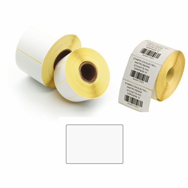 Rotolo 1.000 Etichette in 1 pista. Etichette idonee al trasferimento Termico Diretto f.to 58x43mm - adesivo permanente - bianco. Utilizzo consigliato: ean 13, Prezzo, codice numerico, per molteplici utilizzi.