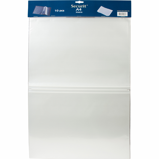 Inserto doppio in plastica cristallo con 2 tasche per contenere 4 fogli. Necessario per aggiungere pagine al menu! Adatto per linea trendy, design e rio nel formato A4. I porta menù possono contenere fino a 10 inserti doppi per un totale di 40 facciate.