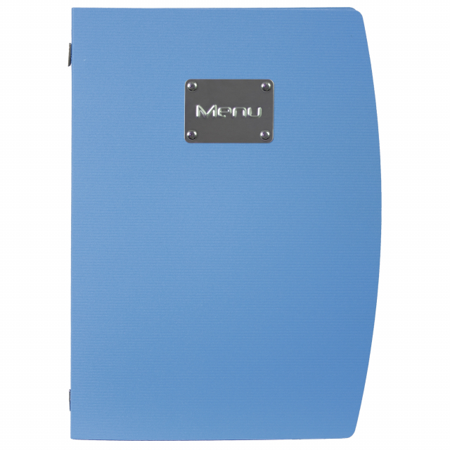 Porta menù colorato ed ecologico dal design semplice e fresco! Realizzato in polipropilene antimacchia e antigraffio con etichetta in acciaio inox. Resistente ai raggi UV. Comprende 1 inserto doppio interno (per 4 fogli) in plastica trasparente, trattenut