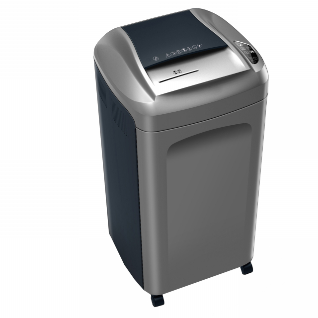 Distruggidocumenti ad alta sicurezza per distruggere documenti classificati come Top Secret. Distrugge anche CD, DVD e carte di credito attraverso imboccatura e gruppo di taglio dedicato. Avviamento e arresto della distruzione sono automatici grazie alla
