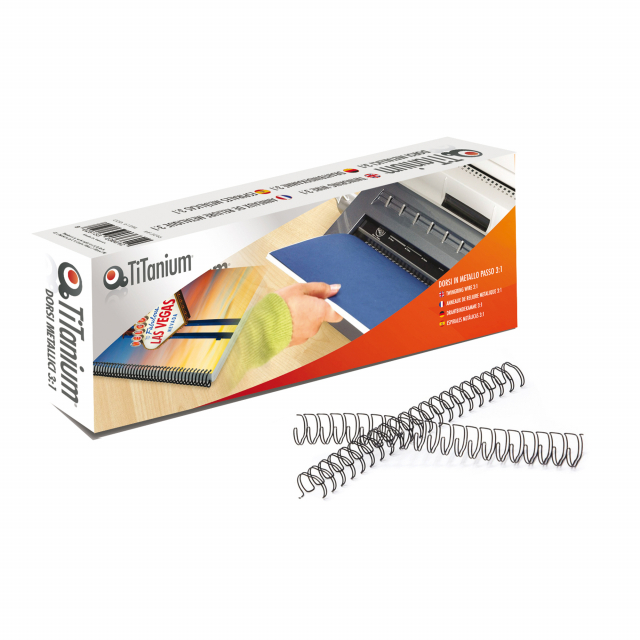 Dorsi metallici a 34 anelli passo 3:1
Diametro: 11mm
Capacità: 80 fg da 80gr
Colore: silver