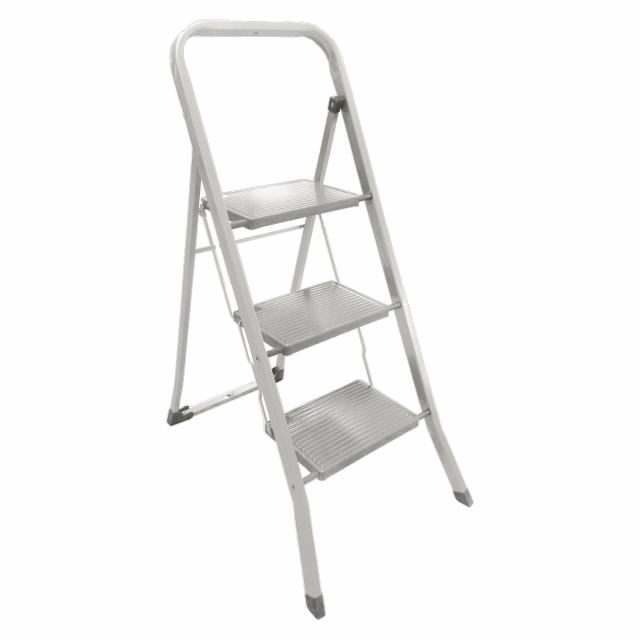 Sgabelli a scaletta robusti, leggeri e resistenti con comoda salita. In acciaio verniciato con gradini a doppio profilo rinforzato antisdrucciolo 30x20cm. Ingombro da chiusi sulo 3cm!. Altezza piattaforma 0,68m. UNI EN 14183. D.Lgs 81/2008 art.113. D.Lgs