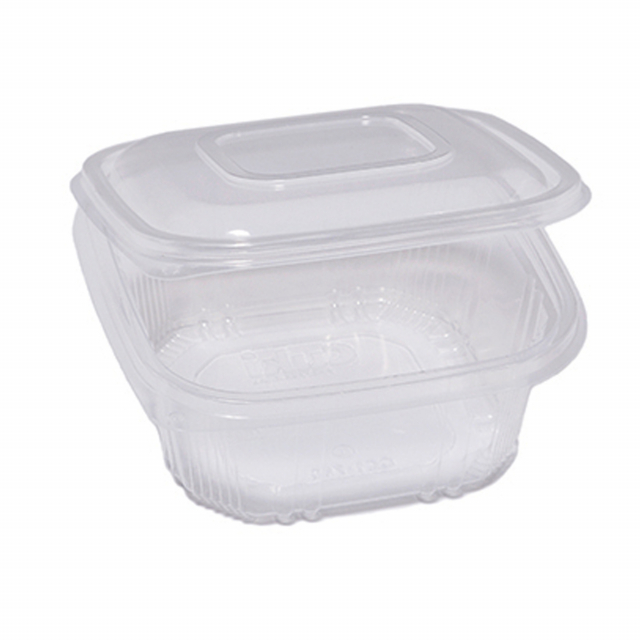 Contenitori in PP con coperchio incernierato. Ideale per cibi caldi, riscaldamento in microonde e conservazione in frigo e freezer. 
Modello: QC1-750
Dimensioni SUperiori esterne: 15,5x15,5cm
Dimensioni SUperiori interne: 13x13cm
Fondo:11,1x11,1cm
Altezza