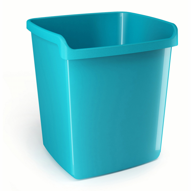 Linea di accessori da scrivania di qualità e stile. Realizzata in materiale infrangibile con accostamenti di finiture lucide e satinate. Cestino inpilabile dalla forma rettangolare. Bordo ripiegato per facilitarne la presa. Capacità 15Lt. Dimensioni: 28,7